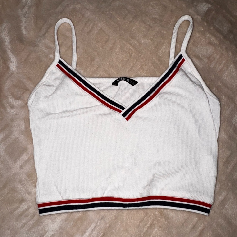 SHEIN White Camisole with Red and Black Stripes
